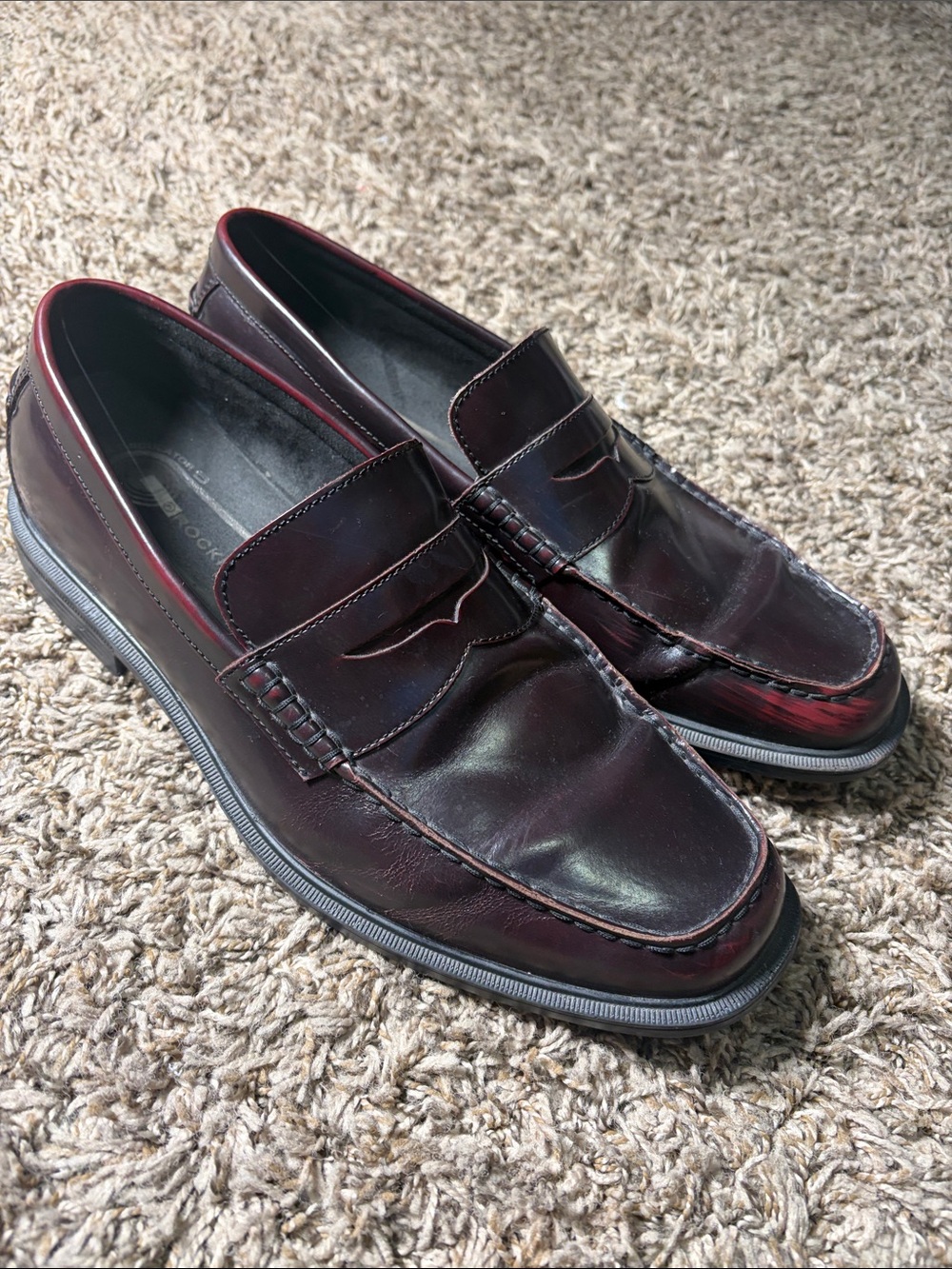 Rockport Men’s 10.5M Burgundy Leather Penny Loafers Dress Shoes APM28493